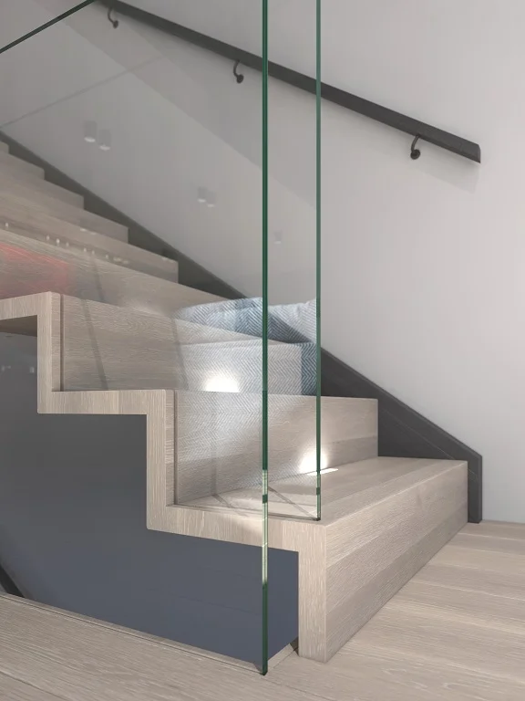 Modern wooden stairs. LHM Step